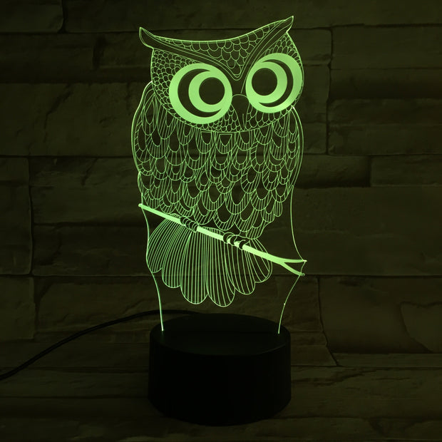 Cartoon 3D Night Light Animal Owl 7 Colors Change LED Table Lamp Art Home Child Bedroom Sleeping Decor Christmas Party Gifts 601