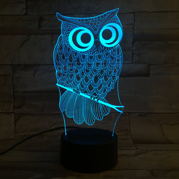 Cartoon 3D Night Light Animal Owl 7 Colors Change LED Table Lamp Art Home Child Bedroom Sleeping Decor Christmas Party Gifts 601