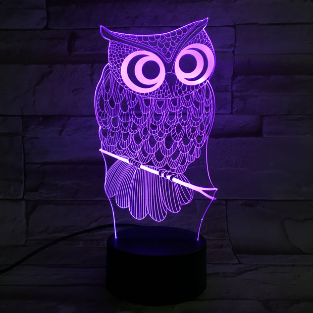 Cartoon 3D Night Light Animal Owl 7 Colors Change LED Table Lamp Art Home Child Bedroom Sleeping Decor Christmas Party Gifts 601