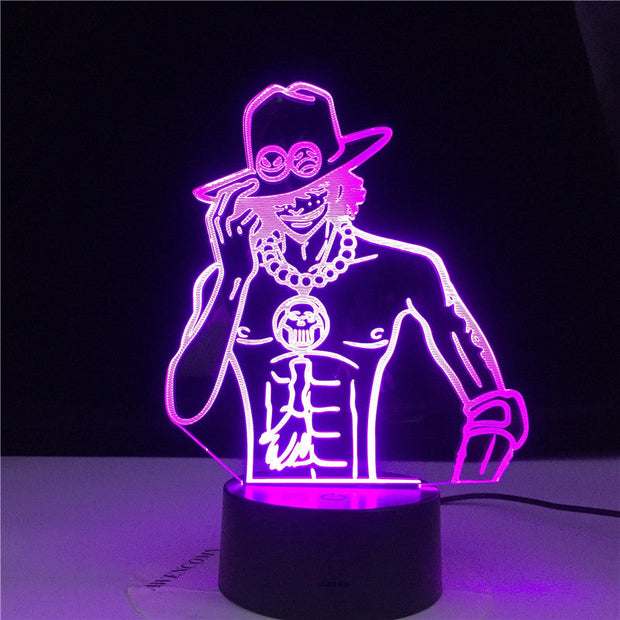 Portgas D Ace Figure Led Color Changing Nightlight for Kids Room Decor Light Cool Anime Gift Led Night Light 3d Illusion Lamp