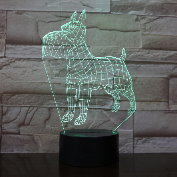 3D Led Night Lights Animal Dogs 7 Colors Changing Doberman Novelty Child Home Pinscher Luminaria Table Lamp Decor Gifts 2081