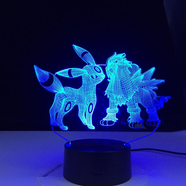 Umbreon and Entei Figure Kids Night Light Led Touch Sensor Colorful Bedroom Light Cool Table 3d Lamp Pokemon Safe Light Gift