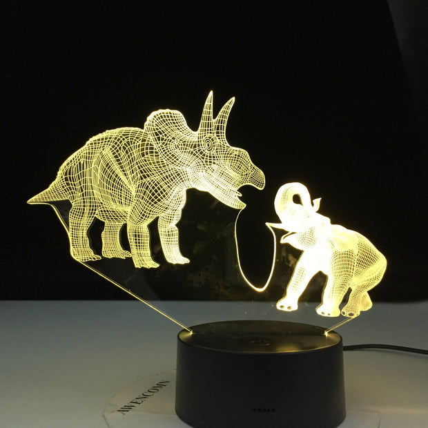 Dinosaur and Elephant Series 7/16 Colors Change LED Table Desk Lamp Kids Gift Home Decoration Touch Led Lamp 3D Night Light