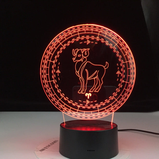 Aries Twelve Constellation Lamp Kids Night Light Led Colorful Touch Sensor Nightlight for Home Decoration Light Birthday Gift