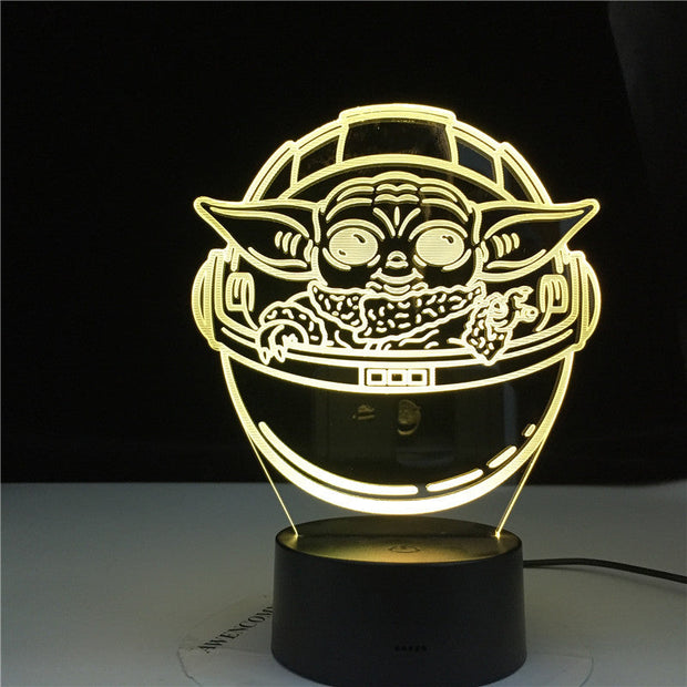 3D LED Mutilcolors Change Baby Yoda In His Career Decorative Light Usb Battery Powered Children Night Lamp 3d Lamp Gift Dropship