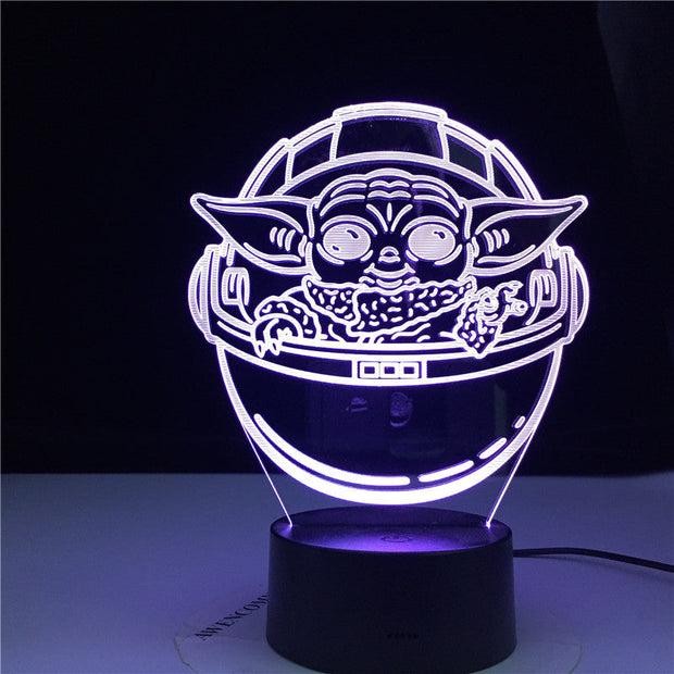 3D LED Mutilcolors Change Baby Yoda In His Career Decorative Light Usb Battery Powered Children Night Lamp 3d Lamp Gift Dropship