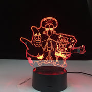Cartoon Figure SpongeBob SquarePants Patrick Star Squidward 3d Led Night Light Kids Bedroom Bedside Lamp Gift for Decor Lights