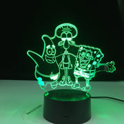 Cartoon Figure SpongeBob SquarePants Patrick Star Squidward 3d Led Night Light Kids Bedroom Bedside Lamp Gift for Decor Lights