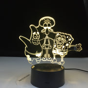 Cartoon Figure SpongeBob SquarePants Patrick Star Squidward 3d Led Night Light Kids Bedroom Bedside Lamp Gift for Decor Lights