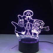 Cartoon Figure SpongeBob SquarePants Patrick Star Squidward 3d Led Night Light Kids Bedroom Bedside Lamp Gift for Decor Lights