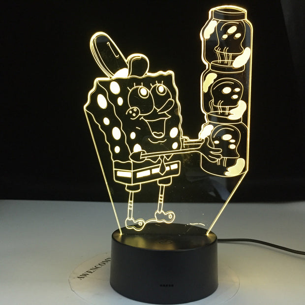 SpongeBob SquarePants Night light for Kid Bedroom Battery Powered Cartoon 3d Night Lamp for Children Cool Baby Led Nightlight