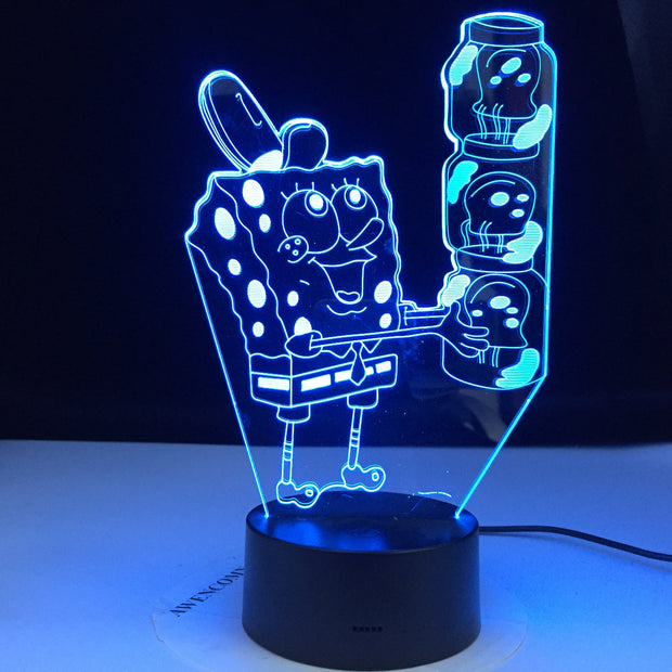SpongeBob SquarePants Night light for Kid Bedroom Battery Powered Cartoon 3d Night Lamp for Children Cool Baby Led Nightlight