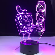 SpongeBob SquarePants Night light for Kid Bedroom Battery Powered Cartoon 3d Night Lamp for Children Cool Baby Led Nightlight