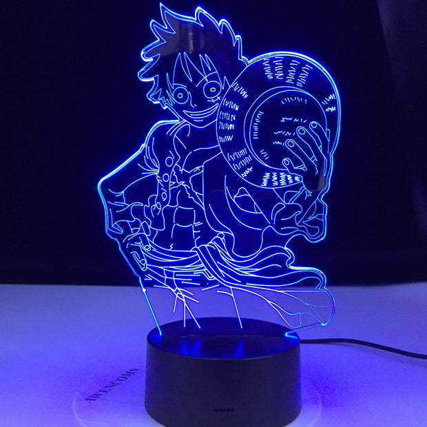 One Piece Luffy Figure 3D Lamp Anime Table Lamp USB Color Changing luminaria Child Sleeping LED Night light Boy Birthday Gift