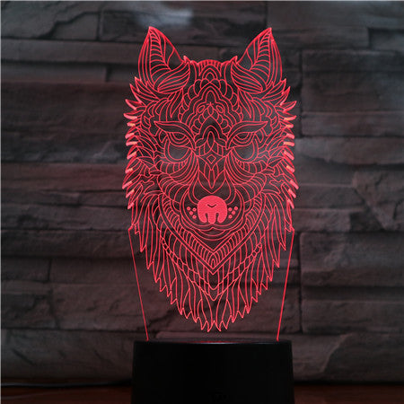 Dog Head Night Light LED 3D Illusion 7 Color Changing Room Decorative Lamp Child Kid Baby Kit Desk Lamp Bedside Caniche Dog 1426