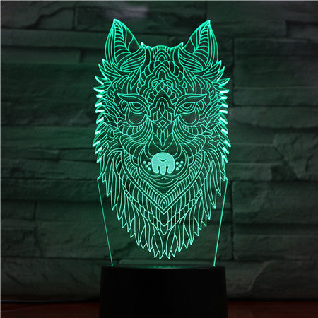 Dog Head Night Light LED 3D Illusion 7 Color Changing Room Decorative Lamp Child Kid Baby Kit Desk Lamp Bedside Caniche Dog 1426