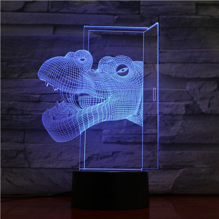Hippo Head 3D LED Lamp USB Touch Remote Night Light Creative Animal Lamparas Home Bar Party Cool Table Beside Decoration 1512