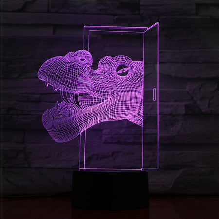 Hippo Head 3D LED Lamp USB Touch Remote Night Light Creative Animal Lamparas Home Bar Party Cool Table Beside Decoration 1512