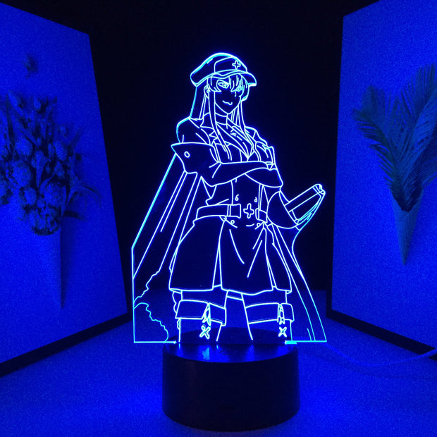 Akame Ga Kill Anime 3D Lamp Esdeath LED Night Light for Birthday Gift Room Decor Nightlight Manga Esdeath Figure Neon Light