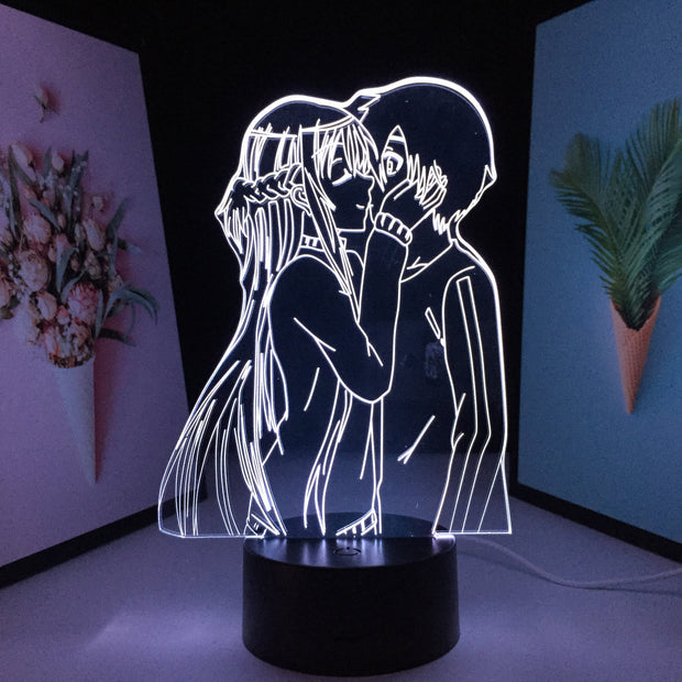 Sword Art Online Anime 3D Lamp Asuna Kirito for Birthday Gifts Table Lamp Bedroom Decor Bedside Nightlight Manga LED
