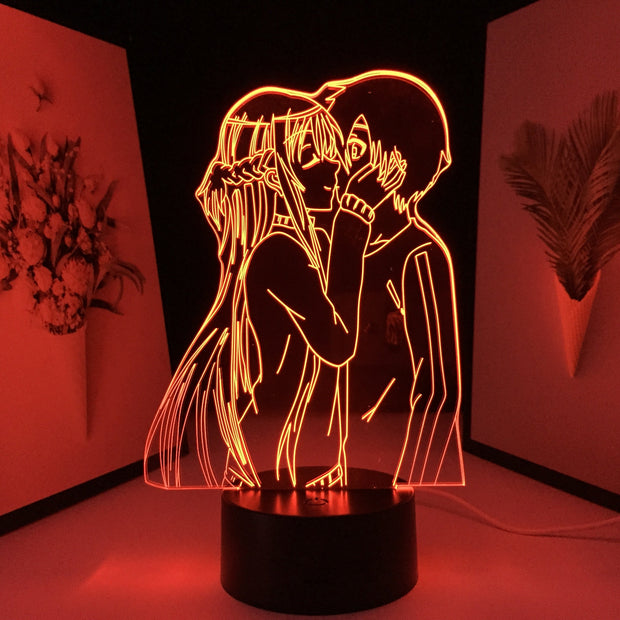 Sword Art Online Anime 3D Lamp Asuna Kirito for Birthday Gifts Table Lamp Bedroom Decor Bedside Nightlight Manga LED
