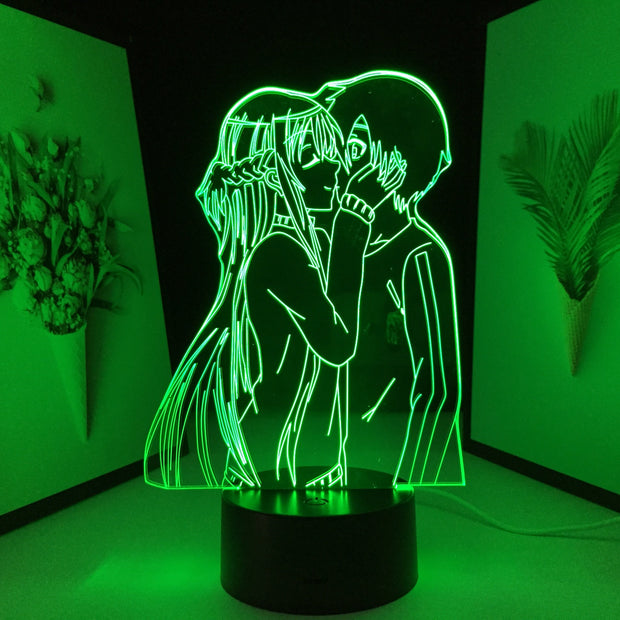 Sword Art Online Anime 3D Lamp Asuna Kirito for Birthday Gifts Table Lamp Bedroom Decor Bedside Nightlight Manga LED
