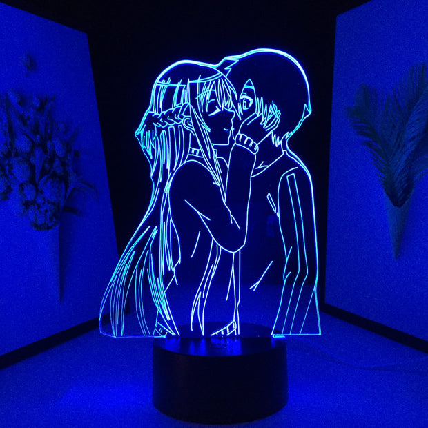 Sword Art Online Anime 3D Lamp Asuna Kirito for Birthday Gifts Table Lamp Bedroom Decor Bedside Nightlight Manga LED