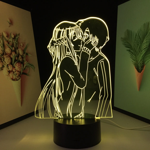 Sword Art Online Anime 3D Lamp Asuna Kirito for Birthday Gifts Table Lamp Bedroom Decor Bedside Nightlight Manga LED