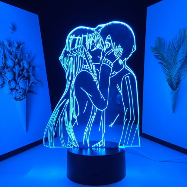 Sword Art Online Anime 3D Lamp Asuna Kirito for Birthday Gifts Table Lamp Bedroom Decor Bedside Nightlight Manga LED