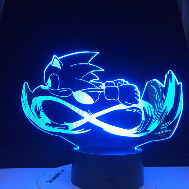 Sonic 3D Cartoon Touch Table Lamp 16 Colorful Acrylic Visual Illusion USB LED Lights Bedroom Decoration Lamparas Baby Kids Gift