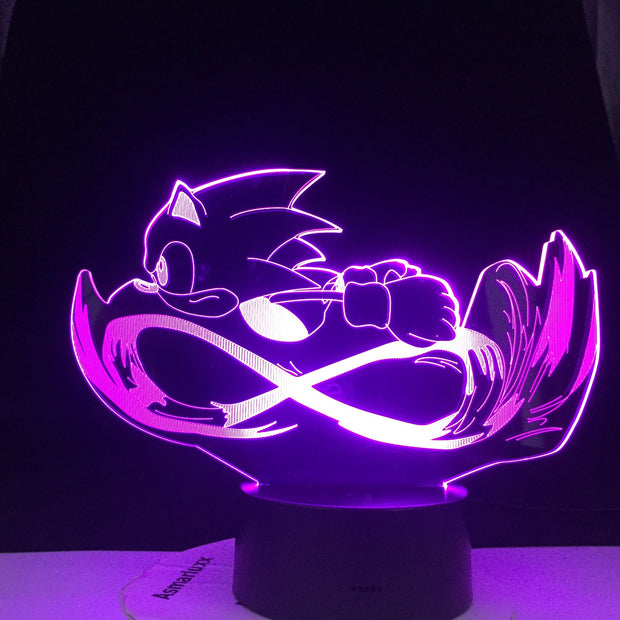Sonic 3D Cartoon Touch Table Lamp 16 Colorful Acrylic Visual Illusion USB LED Lights Bedroom Decoration Lamparas Baby Kids Gift