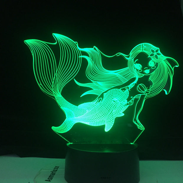 The Little Mermaid Princes Ariel 3d Figure Baby Led Night Light Touch Sensor Colorful Nightlight for Girls Room Decor Table Lamp