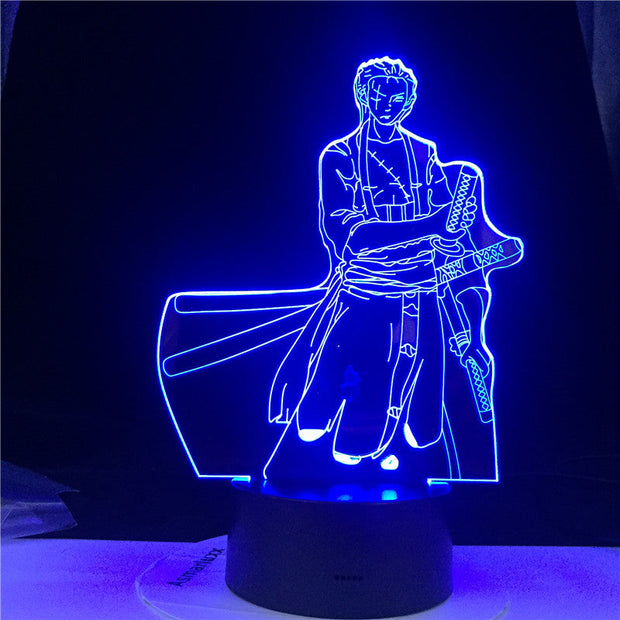 3D Roronoa Zoro Night Lamp Hot Anime light One Piece 7 Colors Charge Home Child Sleep Table Lava Birthday Lamp Dropshipping