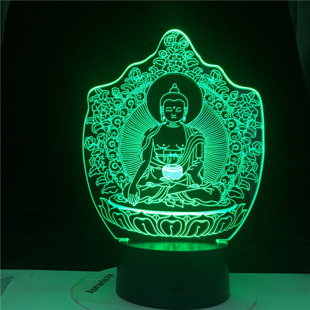 Buddhism Bodhisattva Sensor Touching 3D Visual USB LED Souvenir Holiday Gift 7/ 16 Colors Change Desk Lamp Lamp