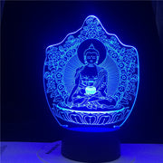 Buddhism Bodhisattva Sensor Touching 3D Visual USB LED Souvenir Holiday Gift 7/ 16 Colors Change Desk Lamp Lamp