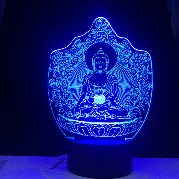 Buddhism Bodhisattva Sensor Touching 3D Visual USB LED Souvenir Holiday Gift 7/ 16 Colors Change Desk Lamp Lamp