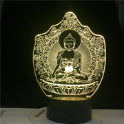 Buddhism Bodhisattva Sensor Touching 3D Visual USB LED Souvenir Holiday Gift 7/ 16 Colors Change Desk Lamp Lamp