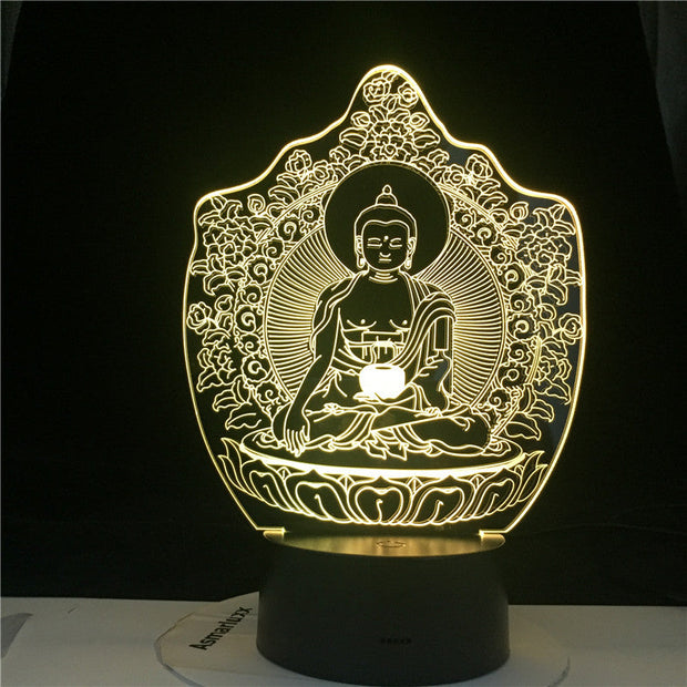 Buddhism Bodhisattva Sensor Touching 3D Visual USB LED Souvenir Holiday Gift 7/ 16 Colors Change Desk Lamp Lamp