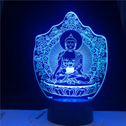 Buddhism Bodhisattva Sensor Touching 3D Visual USB LED Souvenir Holiday Gift 7/ 16 Colors Change Desk Lamp Lamp