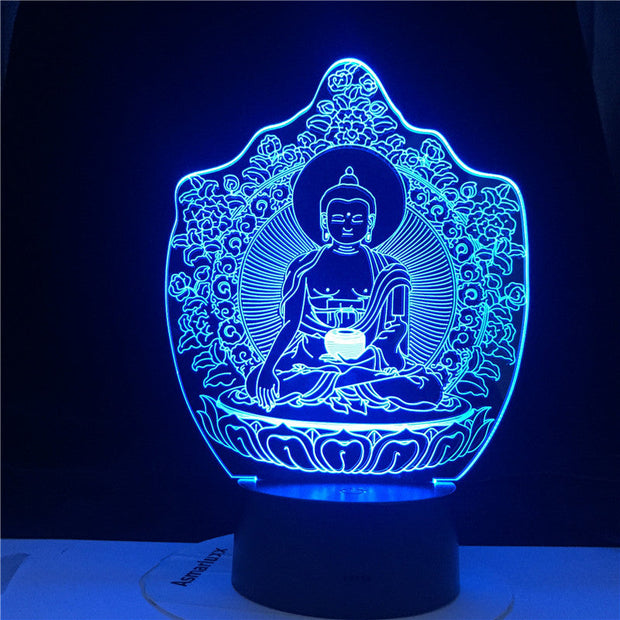 Buddhism Bodhisattva Sensor Touching 3D Visual USB LED Souvenir Holiday Gift 7/ 16 Colors Change Desk Lamp Lamp