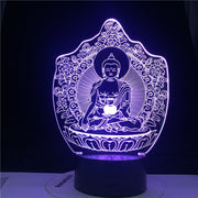 Buddhism Bodhisattva Sensor Touching 3D Visual USB LED Souvenir Holiday Gift 7/ 16 Colors Change Desk Lamp Lamp