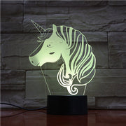 Unicorn Head 3D Hologram Illusion Unique Lamp Acrylic Night Light With Touch Switch Luminaria Lamp 7Colors Change Deco Gift1697