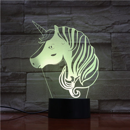 Unicorn Head 3D Hologram Illusion Unique Lamp Acrylic Night Light With Touch Switch Luminaria Lamp 7Colors Change Deco Gift1697