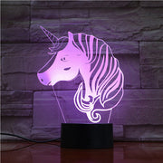 Unicorn Head 3D Hologram Illusion Unique Lamp Acrylic Night Light With Touch Switch Luminaria Lamp 7Colors Change Deco Gift1697