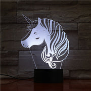 Unicorn Head 3D Hologram Illusion Unique Lamp Acrylic Night Light With Touch Switch Luminaria Lamp 7Colors Change Deco Gift1697