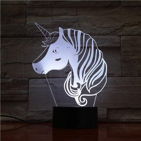 Unicorn Head 3D Hologram Illusion Unique Lamp Acrylic Night Light With Touch Switch Luminaria Lamp 7Colors Change Deco Gift1697