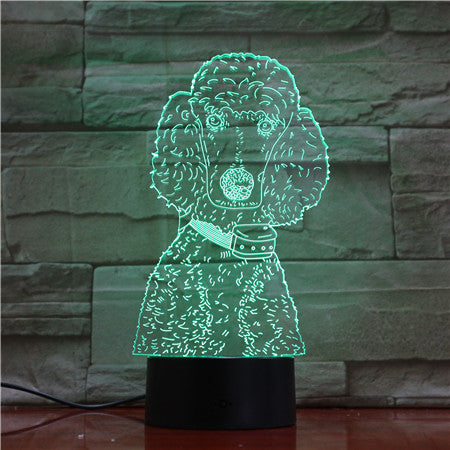 Dog Poodle Night Light LED 3D Illusion 7 Color Changing Room Decorative Lamp Child Kid Baby Kit Desk Lamp Bedside Dog 1681