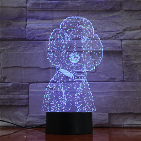 Dog Poodle Night Light LED 3D Illusion 7 Color Changing Room Decorative Lamp Child Kid Baby Kit Desk Lamp Bedside Dog 1681