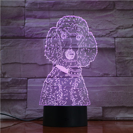 Dog Poodle Night Light LED 3D Illusion 7 Color Changing Room Decorative Lamp Child Kid Baby Kit Desk Lamp Bedside Dog 1681