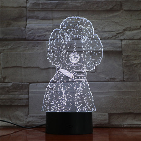 Dog Poodle Night Light LED 3D Illusion 7 Color Changing Room Decorative Lamp Child Kid Baby Kit Desk Lamp Bedside Dog 1681